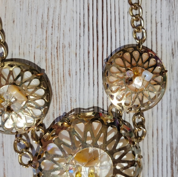 Goldtone Fashion Necklace with Stone Detail - Picture 4 of 7